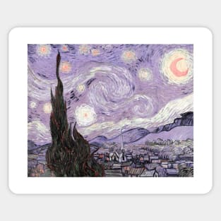 Vincent Van gogh Art Starry Night Purple Vintage Painting Sticker